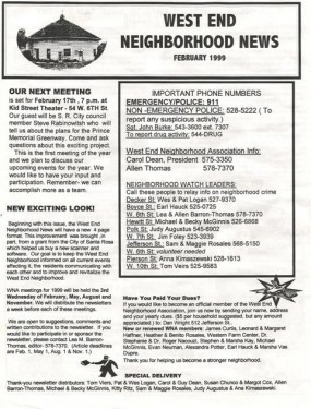 Front Page WNA newsletter Feb 1999