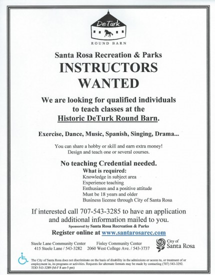 Teach at DeTurk Round Barn